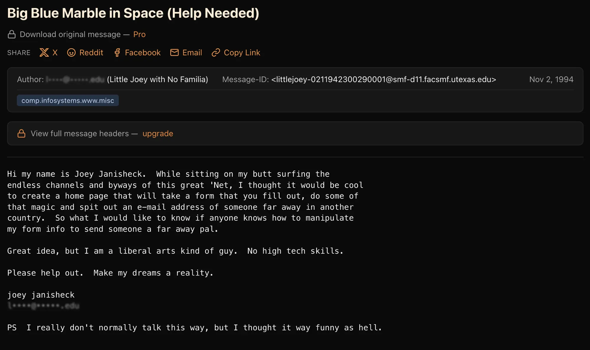 My First USENET Post Was a Social Network